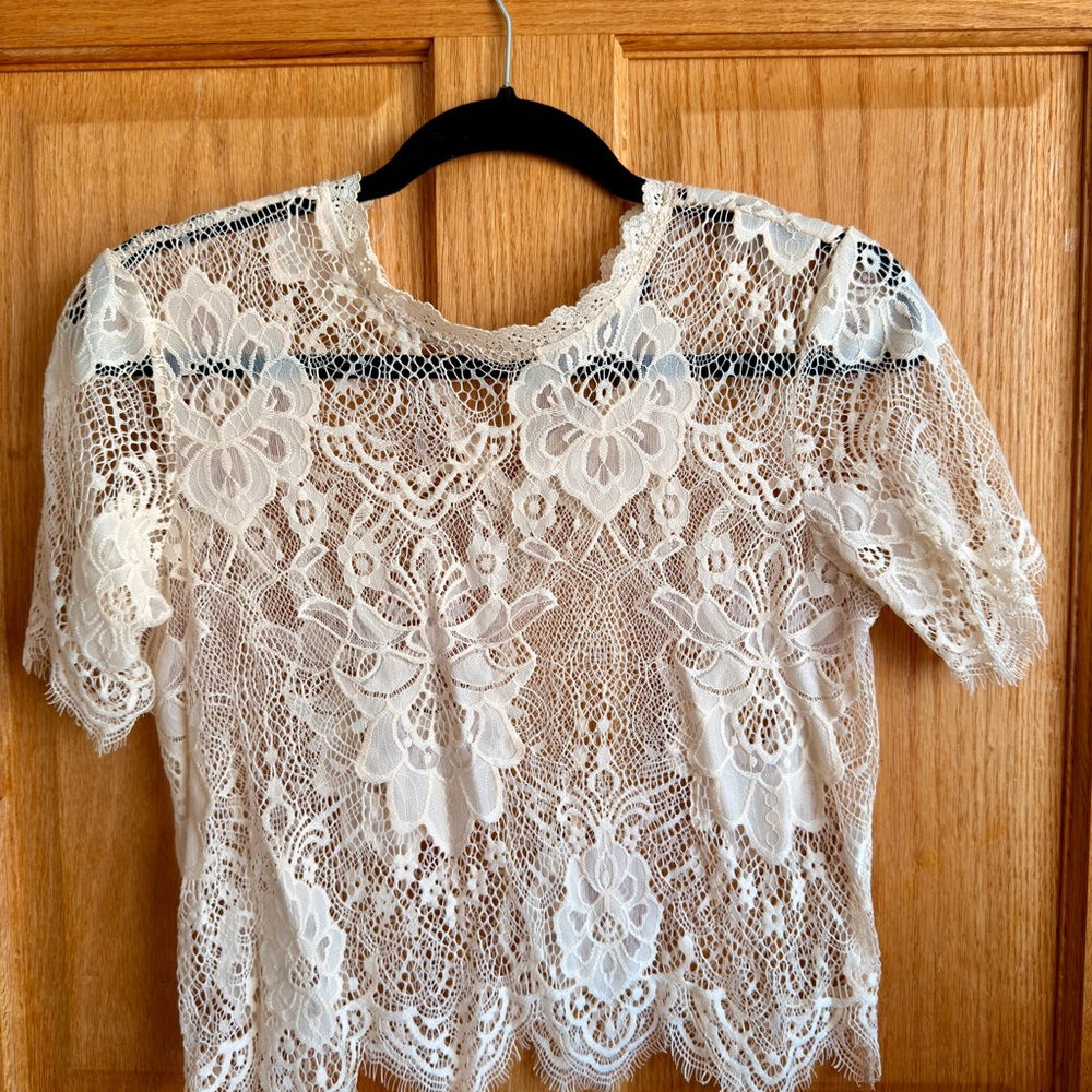 Mind Code Cream Lace Blouse